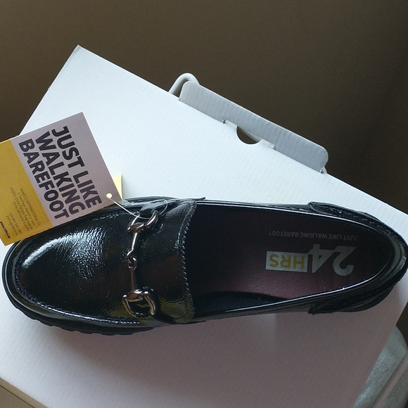 Black leather loafers made in Spain size 38 - Picture 2 of 4